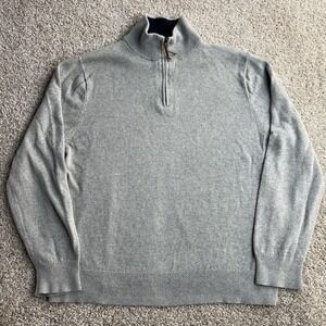 J.Crew Sweater Mens XL Gray 1/4 Zip Mock Neck Cotton Knit Pullover Casual